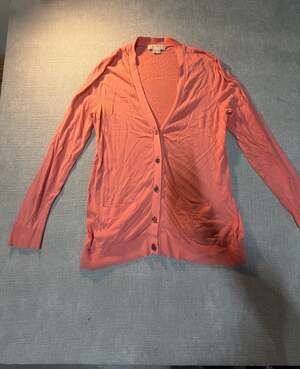 Michael Kors Orange V-Neck Cardigan Sweater with Gold Buttons Size L